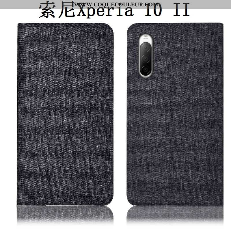 Housse Sony Xperia 10 Ii Cuir Téléphone Portable Lin, Étui Sony Xperia 10 Ii Protection Incassable B