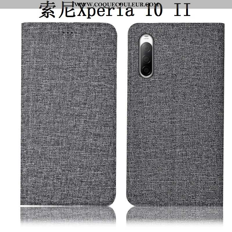 Housse Sony Xperia 10 Ii Cuir Téléphone Portable Lin, Étui Sony Xperia 10 Ii Protection Incassable B