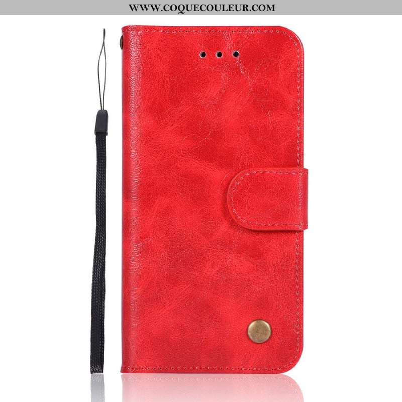 Coque Sony Xperia Xa1 Plus Protection Téléphone Portable Rouge, Housse Sony Xperia Xa1 Plus Cuir Rou