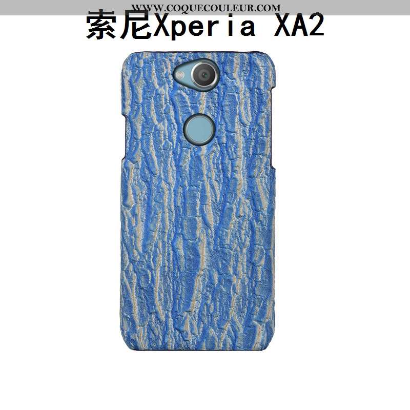 Housse Sony Xperia Xa2 Créatif Couvercle Arrière Bleu, Étui Sony Xperia Xa2 Cuir Véritable Téléphone