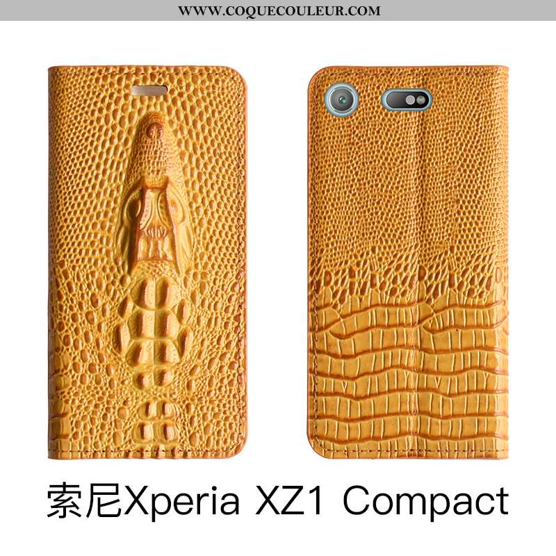 Coque Sony Xperia Xz1 Compact Cuir Véritable Rose Housse, Housse Sony Xperia Xz1 Compact Protection 
