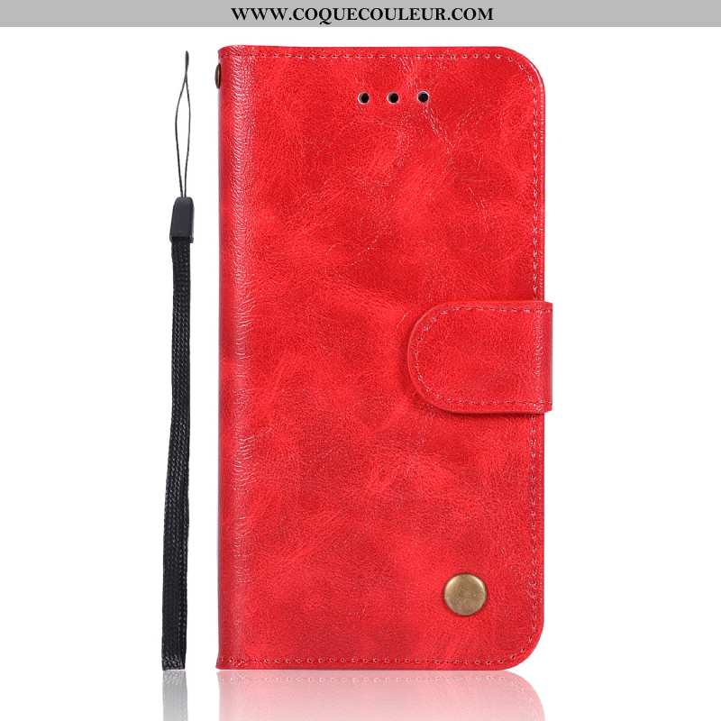 Étui Sony Xperia Xz1 Compact Vintage Rouge Cuir, Coque Sony Xperia Xz1 Compact Portefeuille Carte