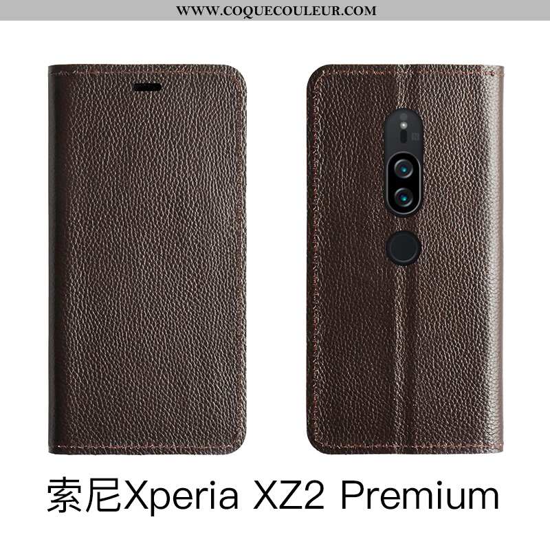 Étui Sony Xperia Xz2 Premium Cuir Véritable Rouge Coque, Coque Sony Xperia Xz2 Premium Housse Téléph