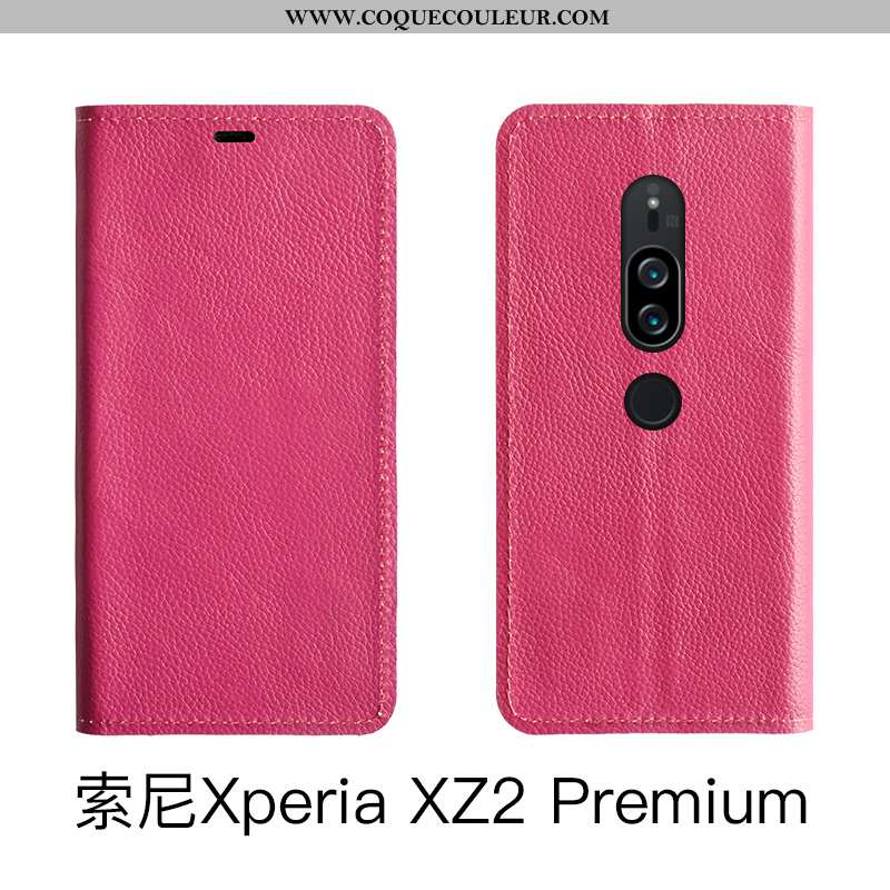 Étui Sony Xperia Xz2 Premium Cuir Véritable Rouge Coque, Coque Sony Xperia Xz2 Premium Housse Téléph