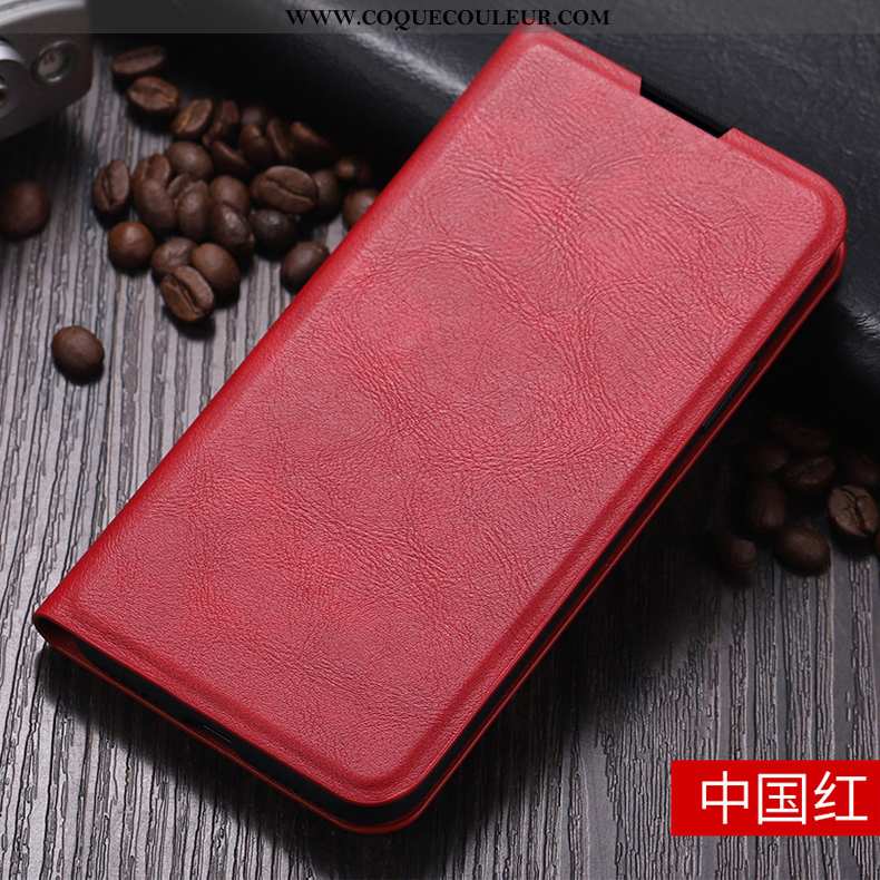 Étui Xiaomi Mi 10 Fluide Doux Business, Coque Xiaomi Mi 10 Protection Vintage Rouge
