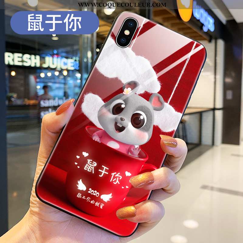 Étui Xiaomi Mi 8 Pro Protection Jeunesse Incassable, Coque Xiaomi Mi 8 Pro Verre Dessin Animé Rouge