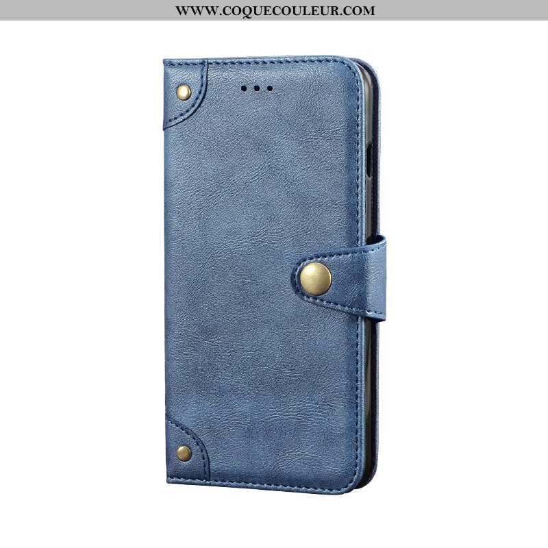 Coque Xiaomi Mi 9 Personnalité Cuir Carte, Housse Xiaomi Mi 9 Vintage Bordure Bleu