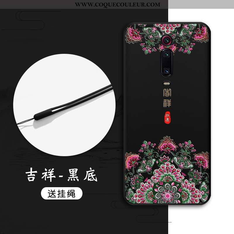 Coque Xiaomi Mi 9t Pro Gaufrage Petit Noir, Housse Xiaomi Mi 9t Pro Tendance Noir