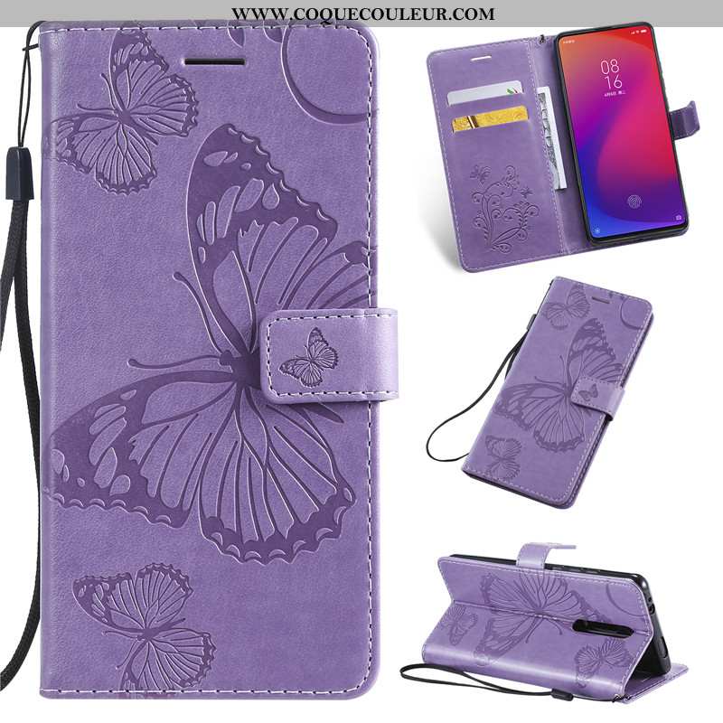 Étui Xiaomi Mi 9t Protection Violet Tout Compris, Coque Xiaomi Mi 9t Cuir Carte