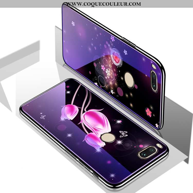 Coque Xiaomi Mi A1 Luxe Petit Miroir, Housse Xiaomi Mi A1 Verre Placage Violet