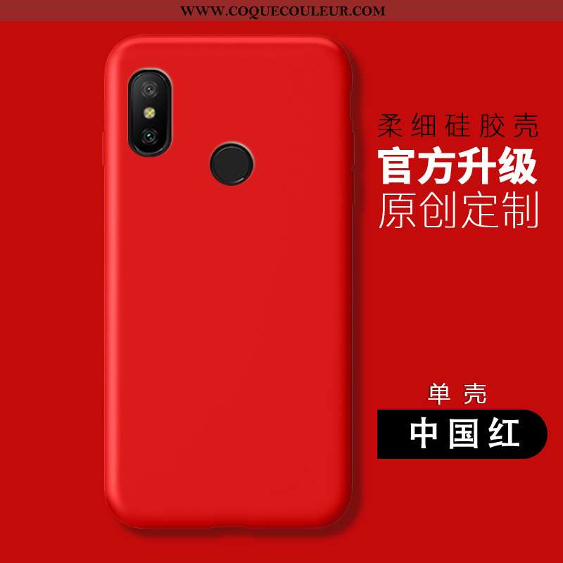 Housse Xiaomi Mi A2 Lite Silicone Rose Couleur Unie, Étui Xiaomi Mi A2 Lite Protection Rouge