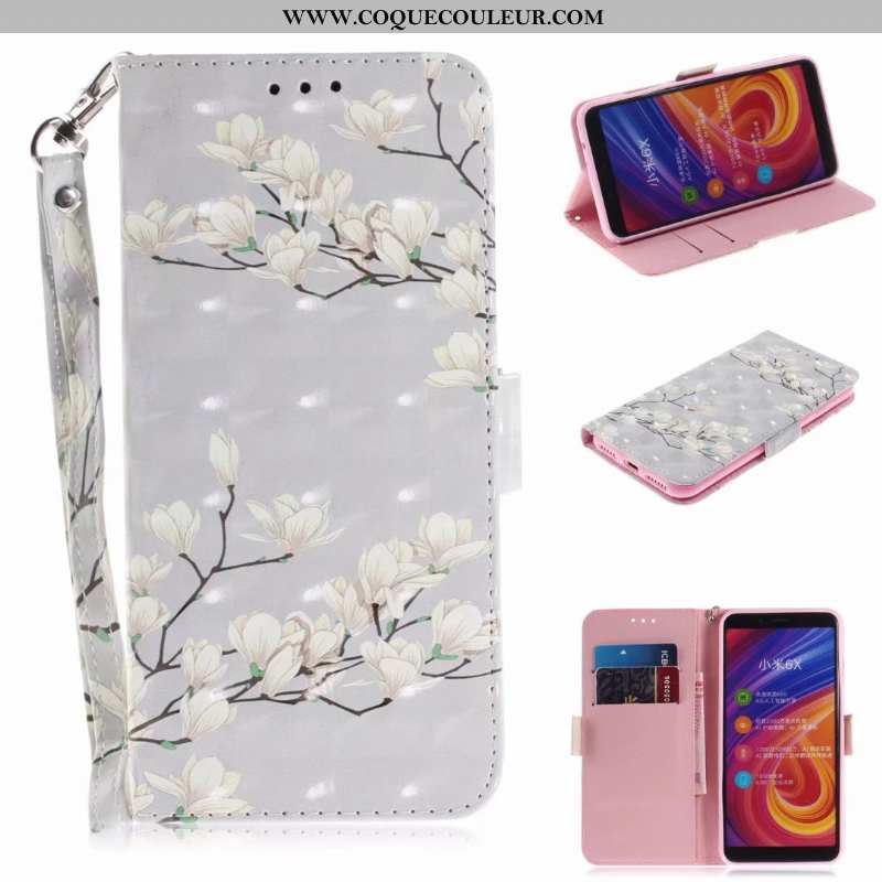 Étui Xiaomi Mi A2 Tendance Téléphone Portable Étui, Coque Xiaomi Mi A2 Fluide Doux Portefeuille Rose