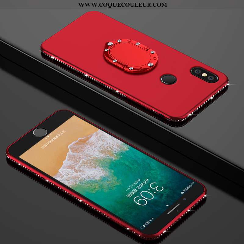 Étui Xiaomi Mi A2 Délavé En Daim Tout Compris Net Rouge, Coque Xiaomi Mi A2 Personnalité Luxe Rouge