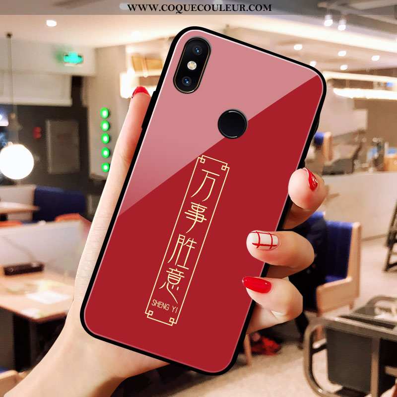 Étui Xiaomi Mi A2 Verre Coque Rouge, Xiaomi Mi A2 De Fête Petit Rouge