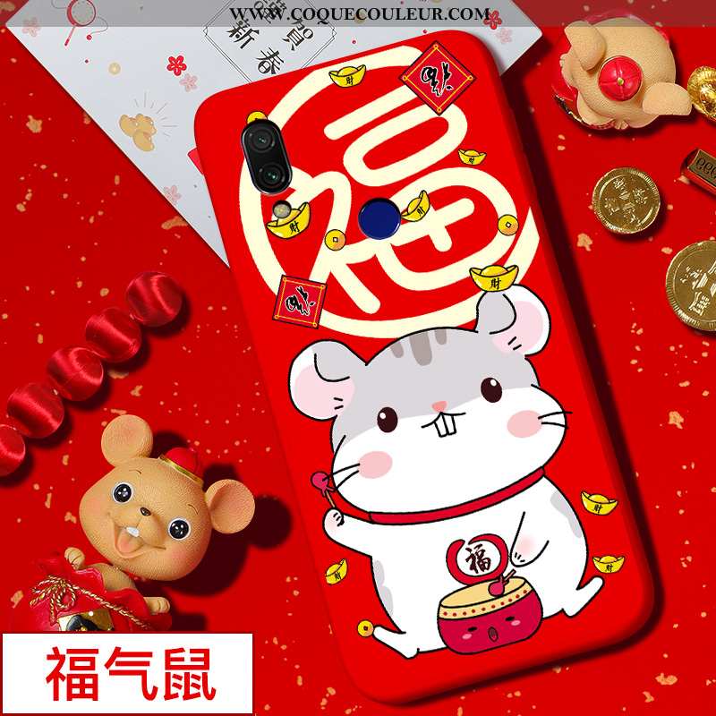 Housse Xiaomi Redmi 7 Silicone Rat Coque, Étui Xiaomi Redmi 7 Protection Dessin Animé Rouge