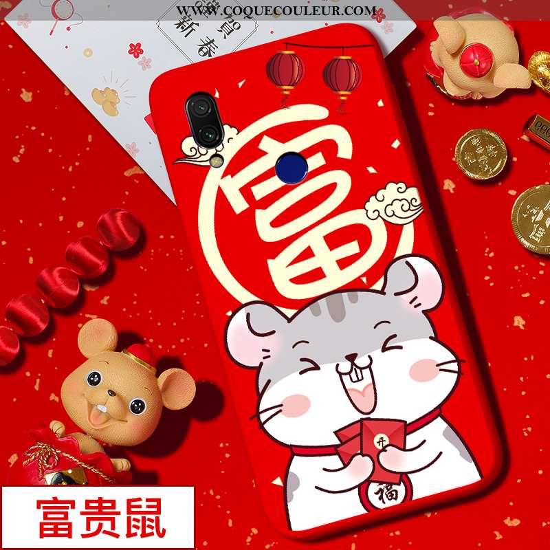 Housse Xiaomi Redmi 7 Silicone Rat Coque, Étui Xiaomi Redmi 7 Protection Dessin Animé Rouge