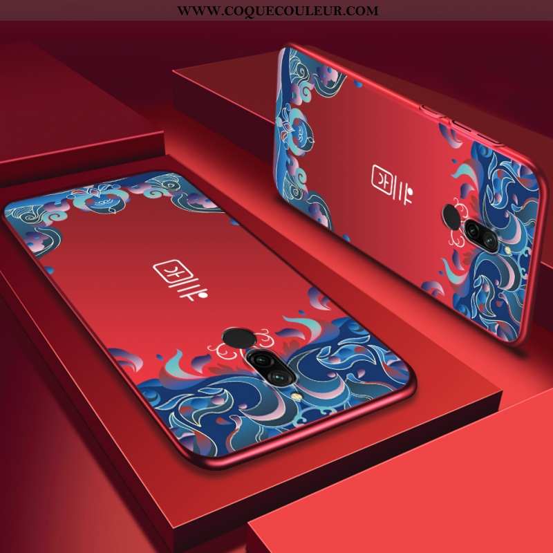 Étui Xiaomi Redmi 8 Délavé En Daim Rouge Violet, Coque Xiaomi Redmi 8 Personnalité Téléphone Portabl