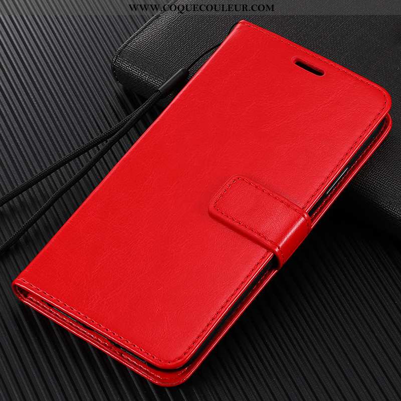 Coque Xiaomi Redmi 8 Protection Tout Compris Incassable, Housse Xiaomi Redmi 8 Cuir Rouge