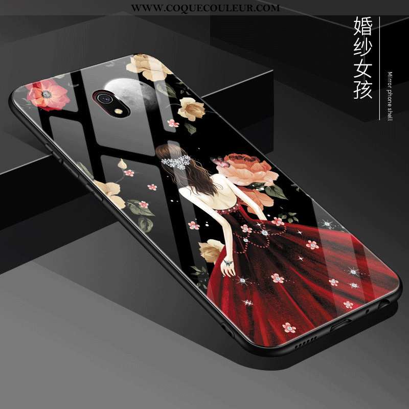 Étui Xiaomi Redmi 8a Créatif Miroir Tout Compris, Coque Xiaomi Redmi 8a Protection Verre Rose