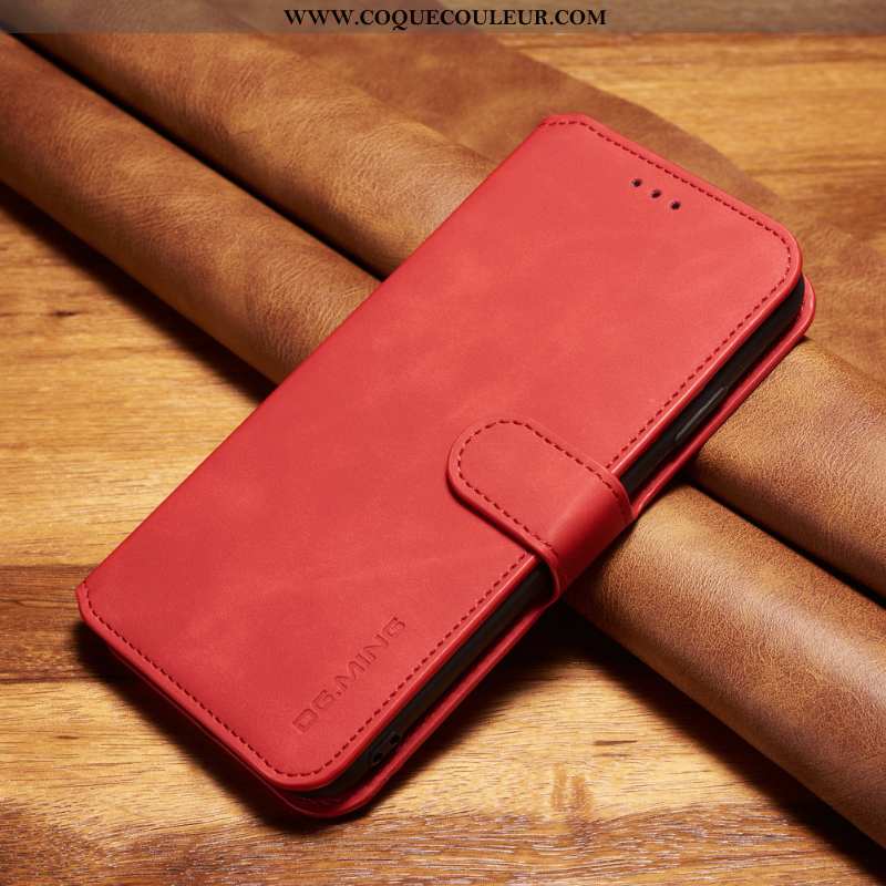 Housse Xiaomi Redmi 8a Fluide Doux Rouge Étui, Étui Xiaomi Redmi 8a Vintage Cuir Noir