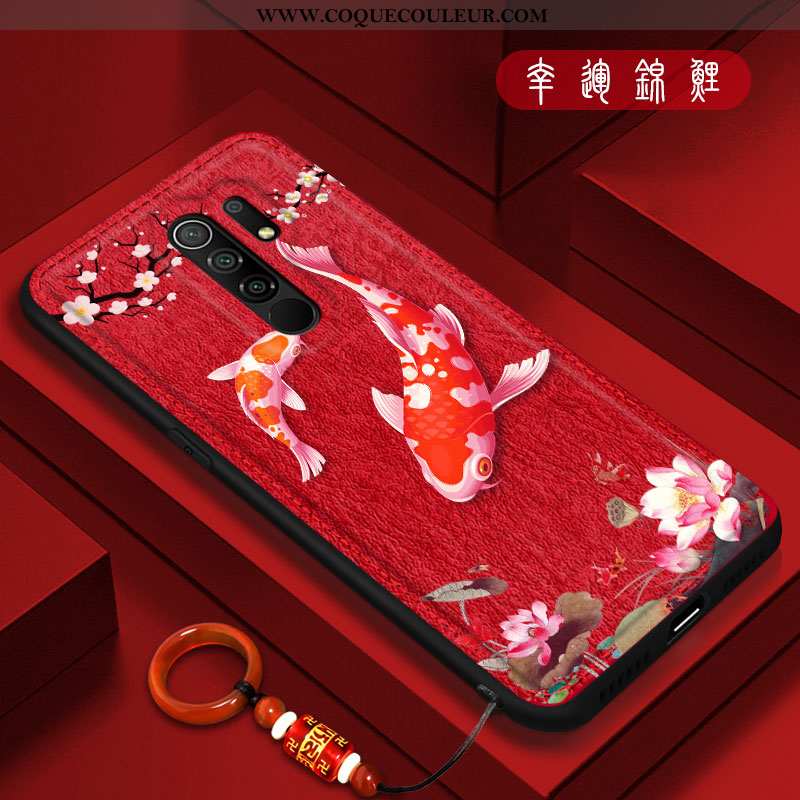 Housse Xiaomi Redmi 9 Silicone Créatif Tout Compris, Étui Xiaomi Redmi 9 Protection Tendance Rouge