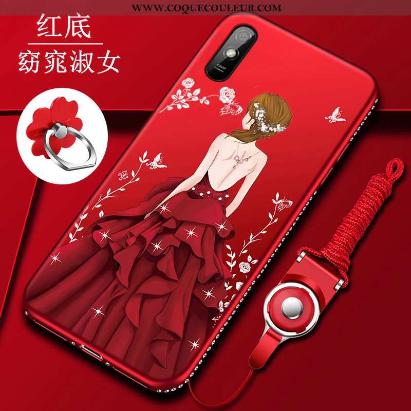 Housse Xiaomi Redmi 9a Fluide Doux Rouge Incassable, Étui Xiaomi Redmi 9a Silicone Coque