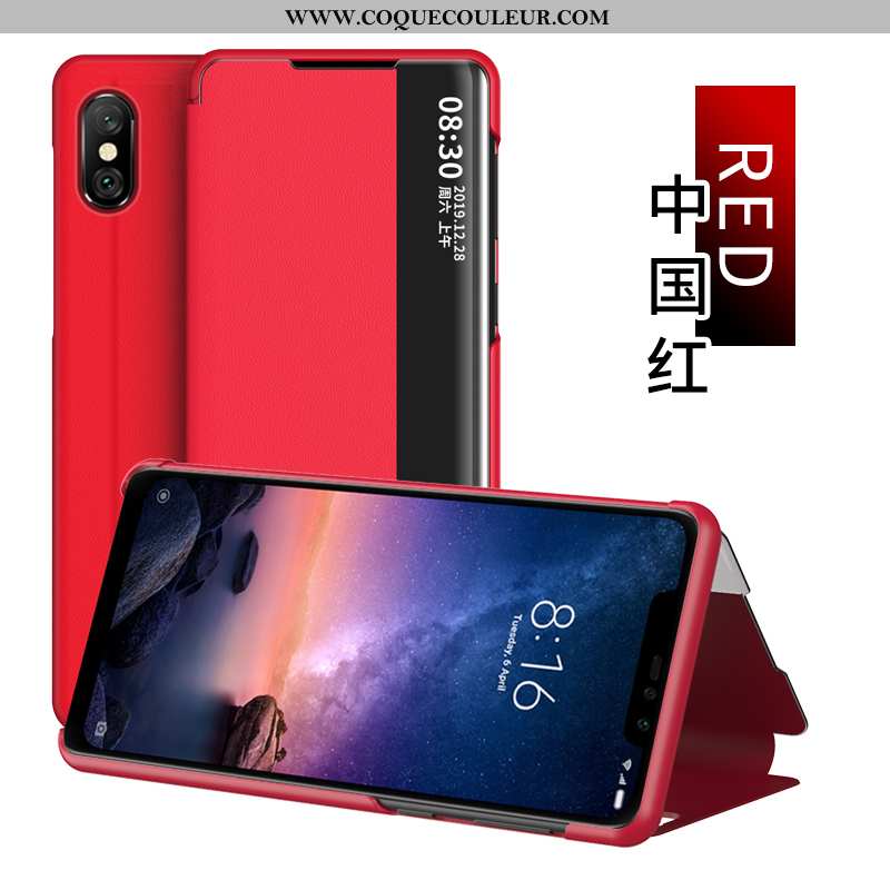 Étui Xiaomi Redmi Note 6 Pro Cuir Rouge Coque, Coque Xiaomi Redmi Note 6 Pro Windows