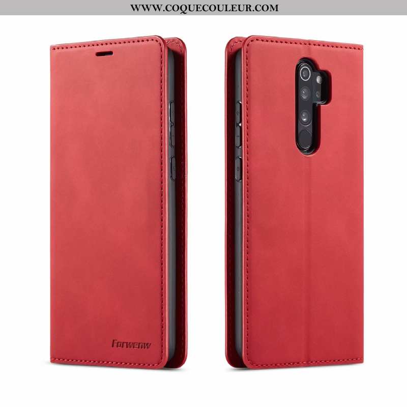 Housse Xiaomi Redmi Note 8 Pro Portefeuille Étui Rouge, Xiaomi Redmi Note 8 Pro Cuir Téléphone Porta