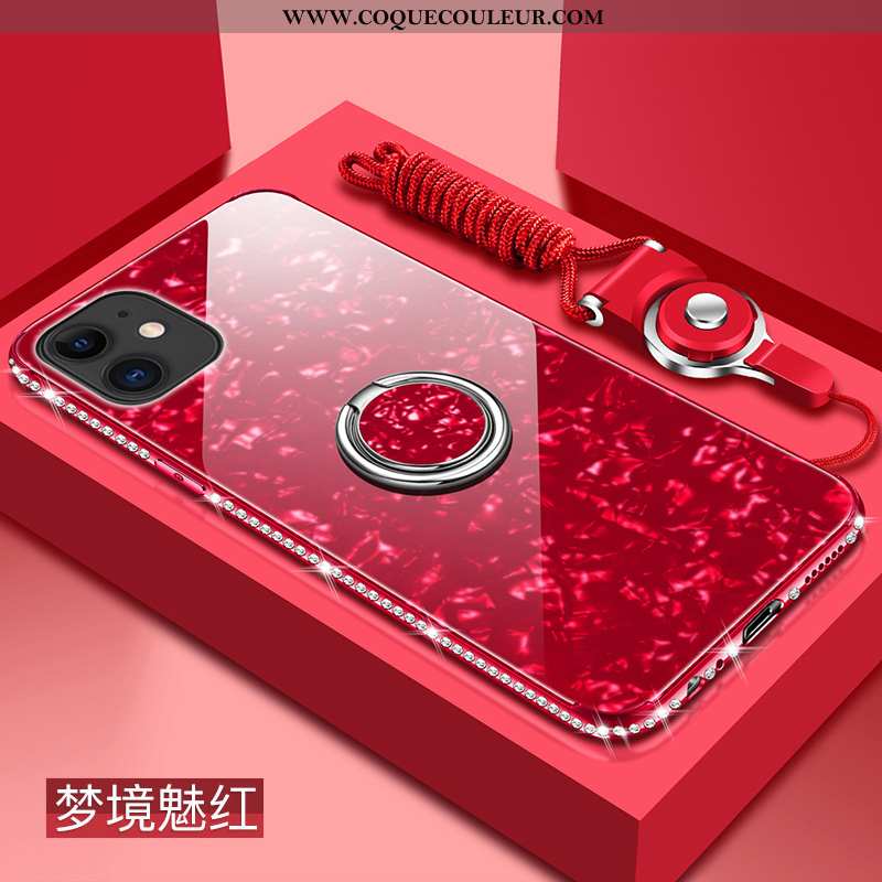 Étui iPhone 11 Protection Difficile Tendance, Coque iPhone 11 Verre Mode Rouge