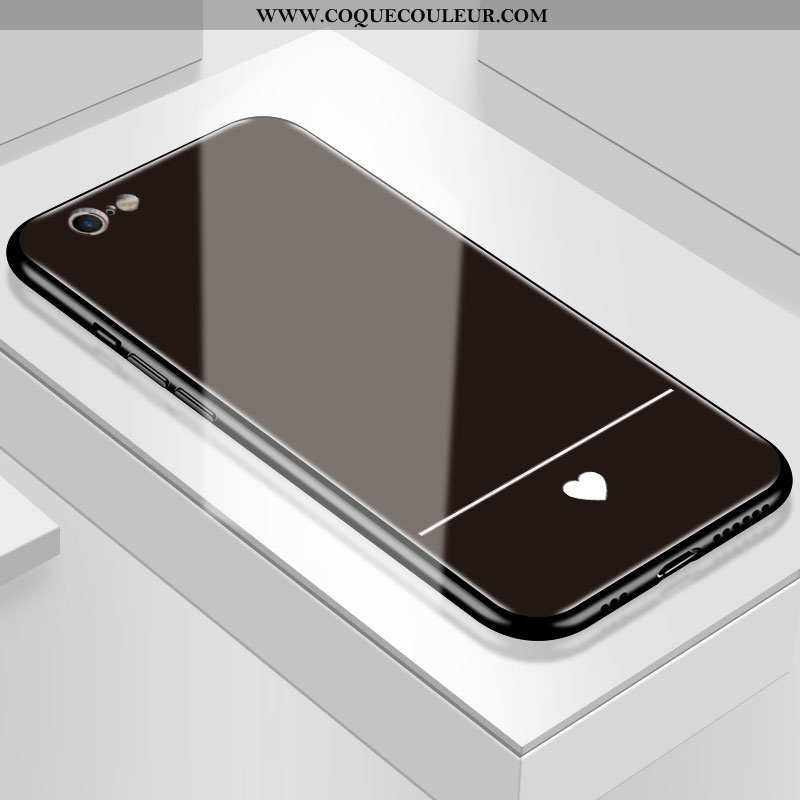 Étui iPhone 6/6s Mode Amoureux Étui, Coque iPhone 6/6s Protection Verre Noir
