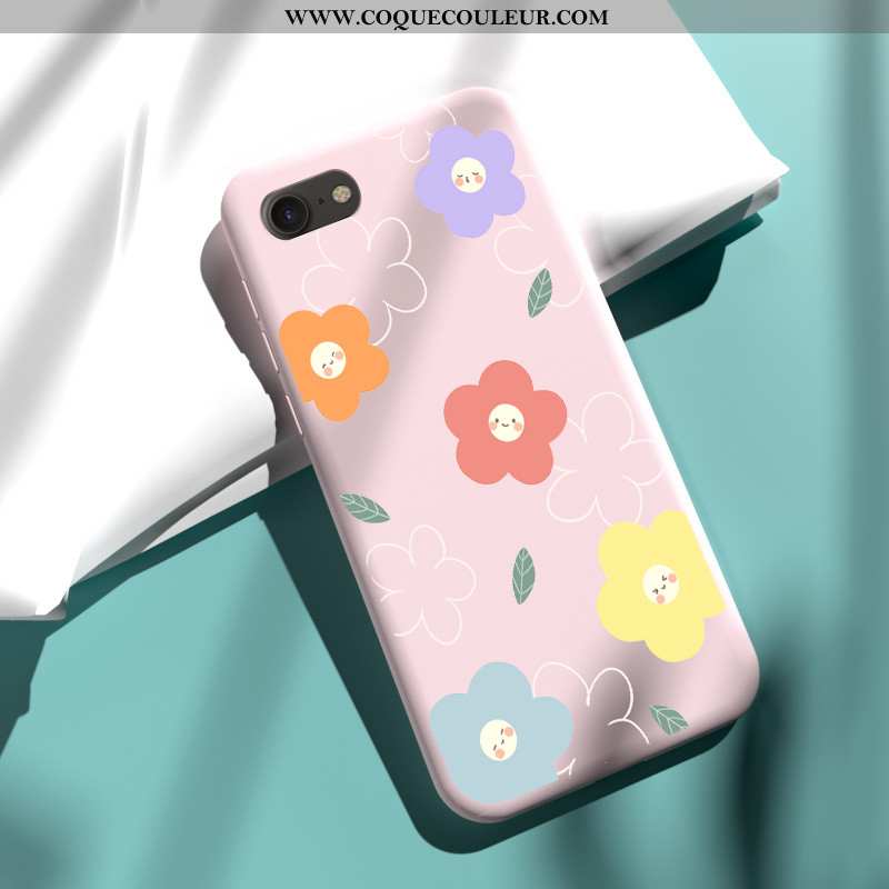 Housse iPhone 7 Fluide Doux Coque Incassable, Étui iPhone 7 Tendance Téléphone Portable Rose