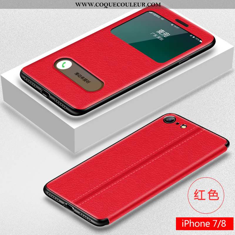 Housse iPhone 8 Silicone Coque Fluide Doux, Étui iPhone 8 Protection Incassable Rouge