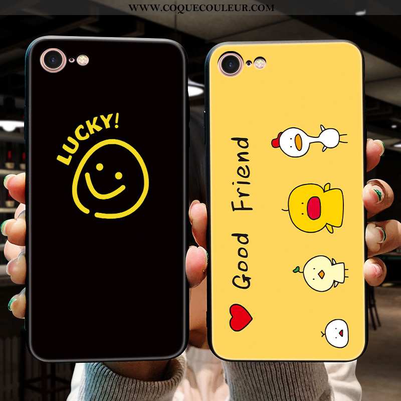 Étui iPhone 8 Fluide Doux Créatif Dessin Animé, Coque iPhone 8 Silicone Tendance Noir