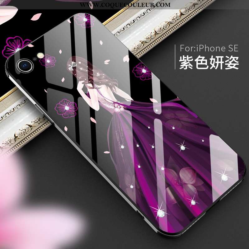 Étui iPhone Se (nouveau) Légère Miroir Luxe, Coque iPhone Se (nouveau) Mode Verre Violet
