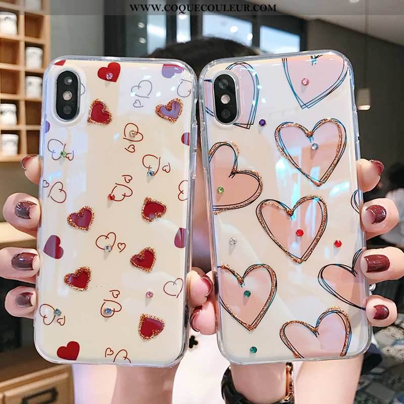 Coque iPhone X Strass Amour Amoureux, Housse iPhone X Tendance Rouge