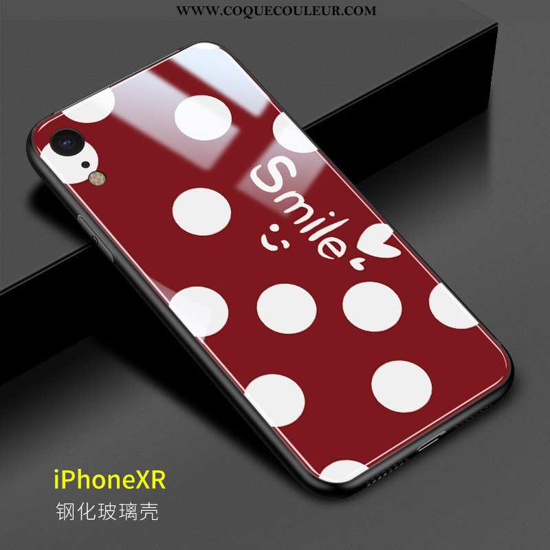 Coque iPhone Xr Mode Point D'onde Amoureux, Housse iPhone Xr Verre Rouge