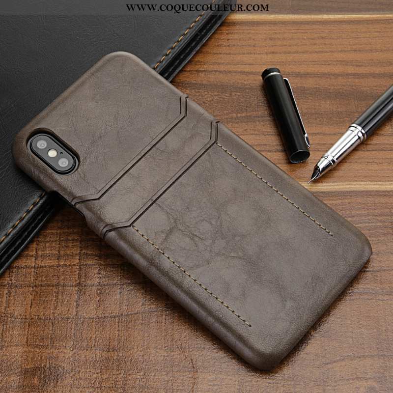 Housse iPhone Xs Max Protection Bovins Cuir, Étui iPhone Xs Max Luxe Luxe Noir