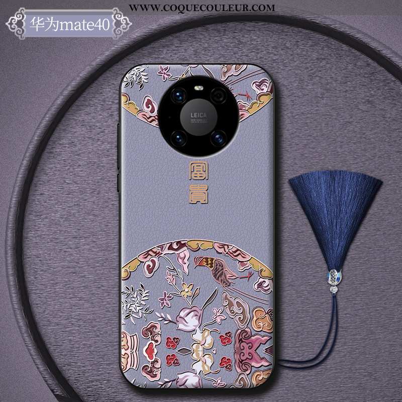Coque Huawei Mate 40 Personnalité Incassable Mode, Housse Huawei Mate 40 Créatif Style Chinois Viole