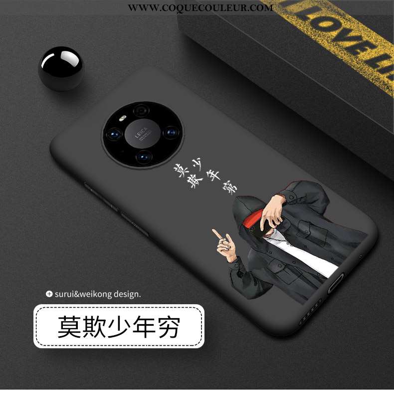 Coque Huawei Mate 40 Protection Incassable Noir, Housse Huawei Mate 40 Délavé En Daim Luxe Noir