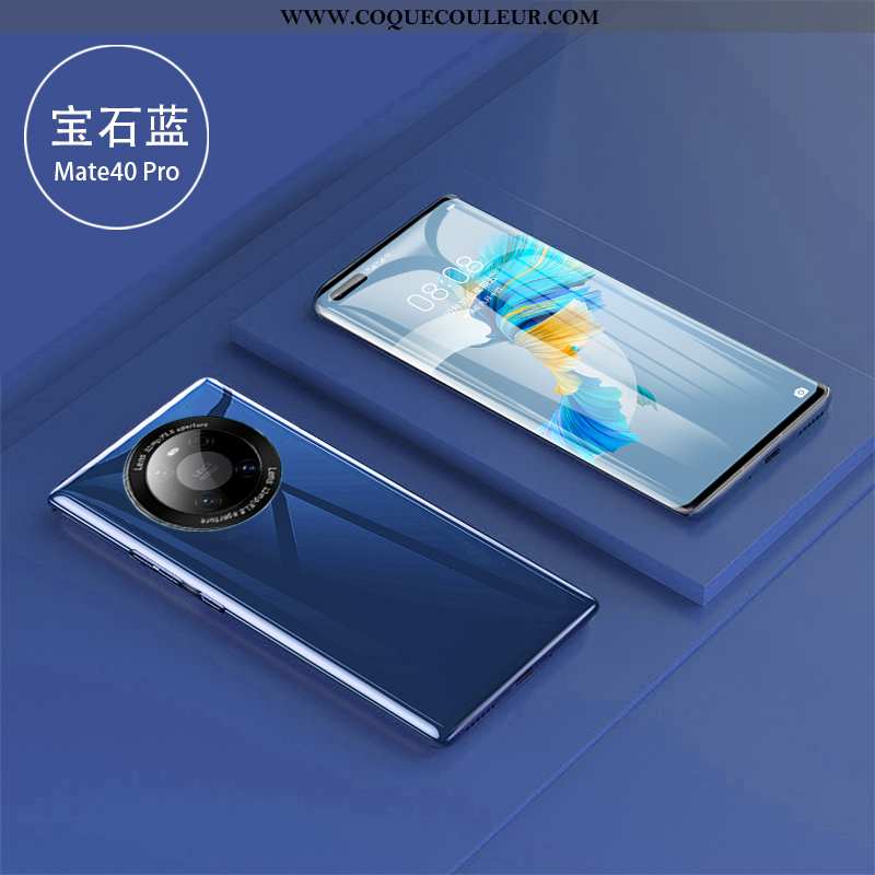 Housse Huawei Mate 40 Pro Verre Net Rouge Nouveau, Étui Huawei Mate 40 Pro Ultra Miroir Blanche