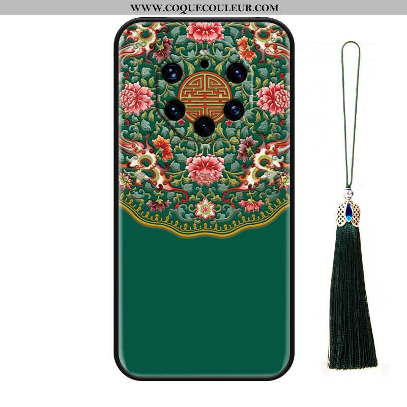 Coque Huawei Mate 40 Rs Protection Gaufrage Palais, Housse Huawei Mate 40 Rs Personnalité Vert Verte