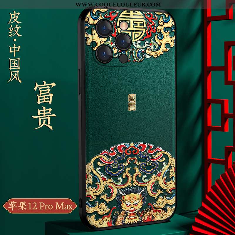 Housse iPhone 12 Pro Max Créatif Rouge Style Chinois, Étui iPhone 12 Pro Max Personnalité Coque