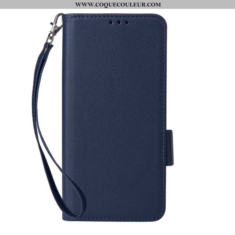 Housse OnePlus 13 Simili Cuir Texturé à Lanière