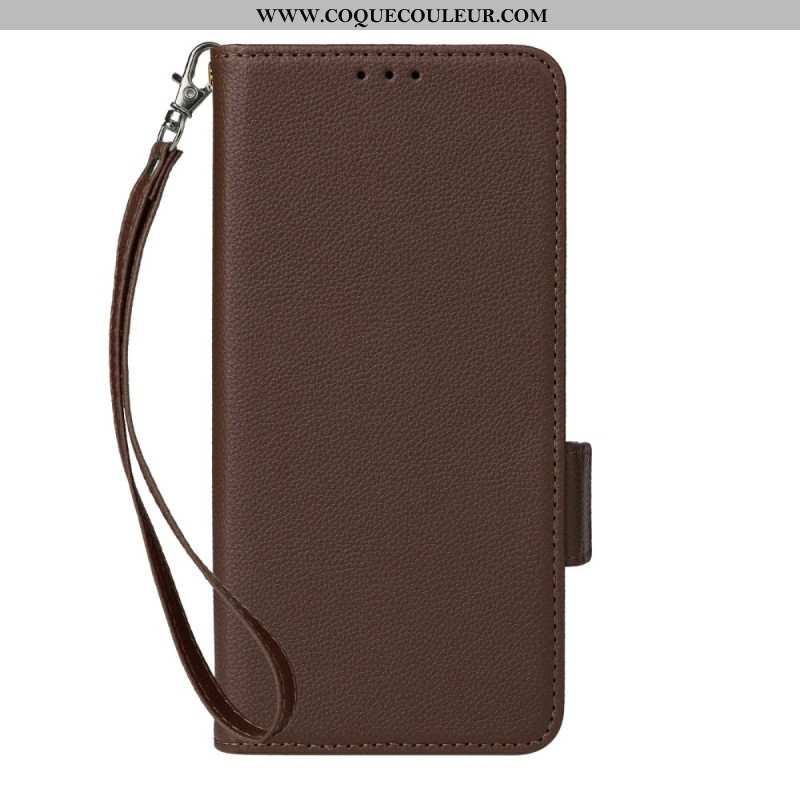 Housse OnePlus 13 Simili Cuir Texturé à Lanière