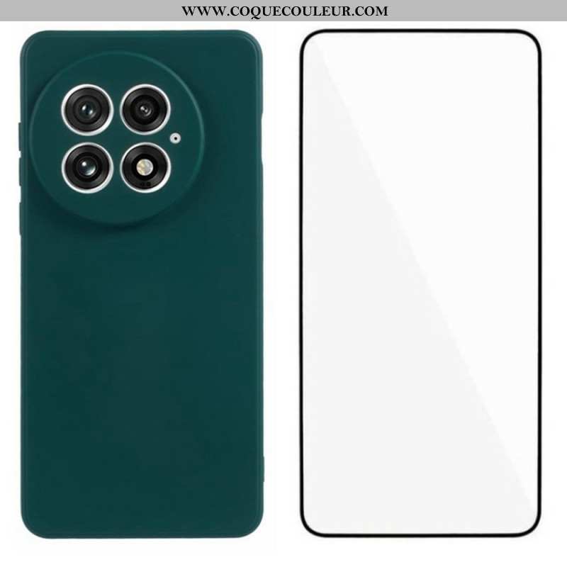 Coque 2-3n-1 OnePlus 13 Silicone Flexible avec Protection Écran en Verre Trempé