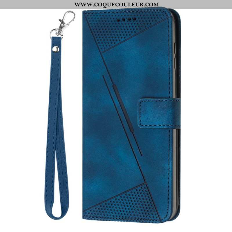 Housse OnePlus 13 Effet Daim Lignes à Lanière