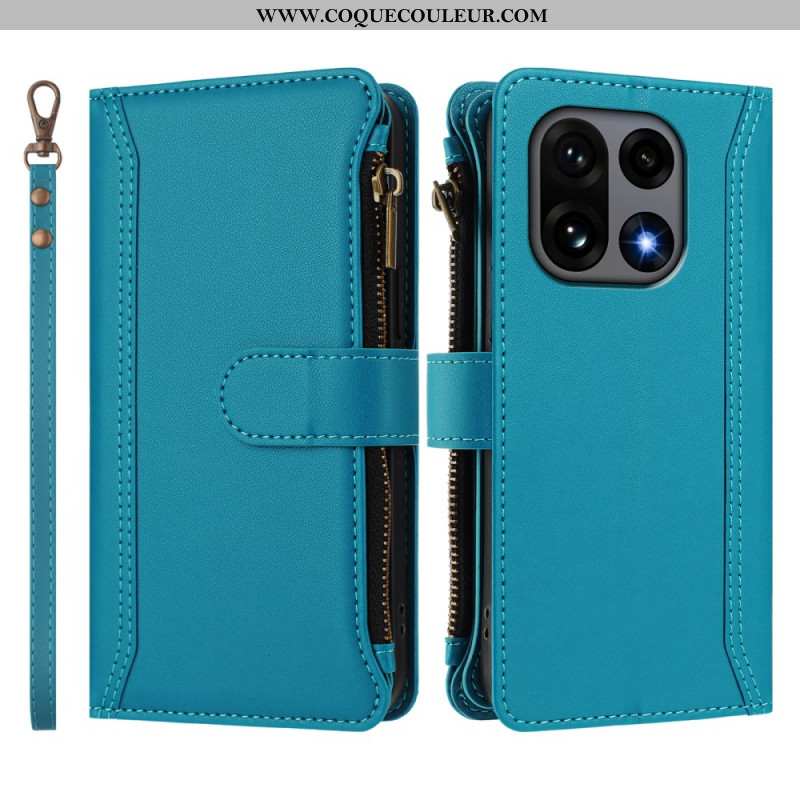 Housse OnePlus 15 Portefeuille 9 Porte-Cartes et Lanière