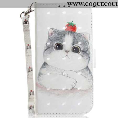 Housse OnePlus Nord 4 Chat et Fraise à Lanière