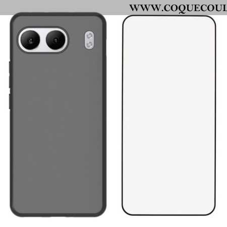 Coque OnePlus Nord 4 Silicone Mat avec Protection d'Écran en Verre Trempé