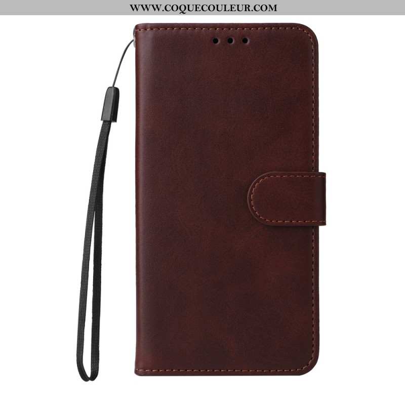 Housse OnePlus Nord 4 Simili Cuir Uni à Lanière